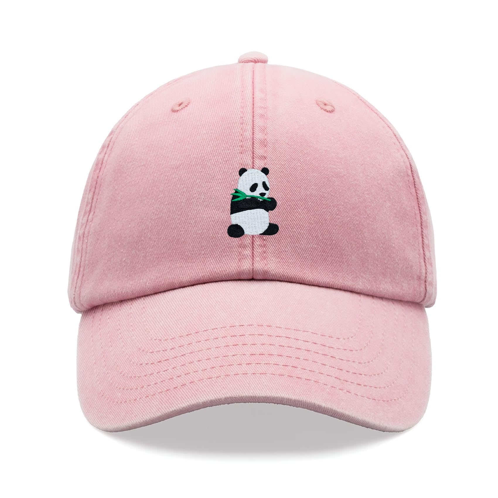 Cap Base Unisex Pink Panda Baseball Cap Vintage Washed Dad Hat Low Profile Adjustable
