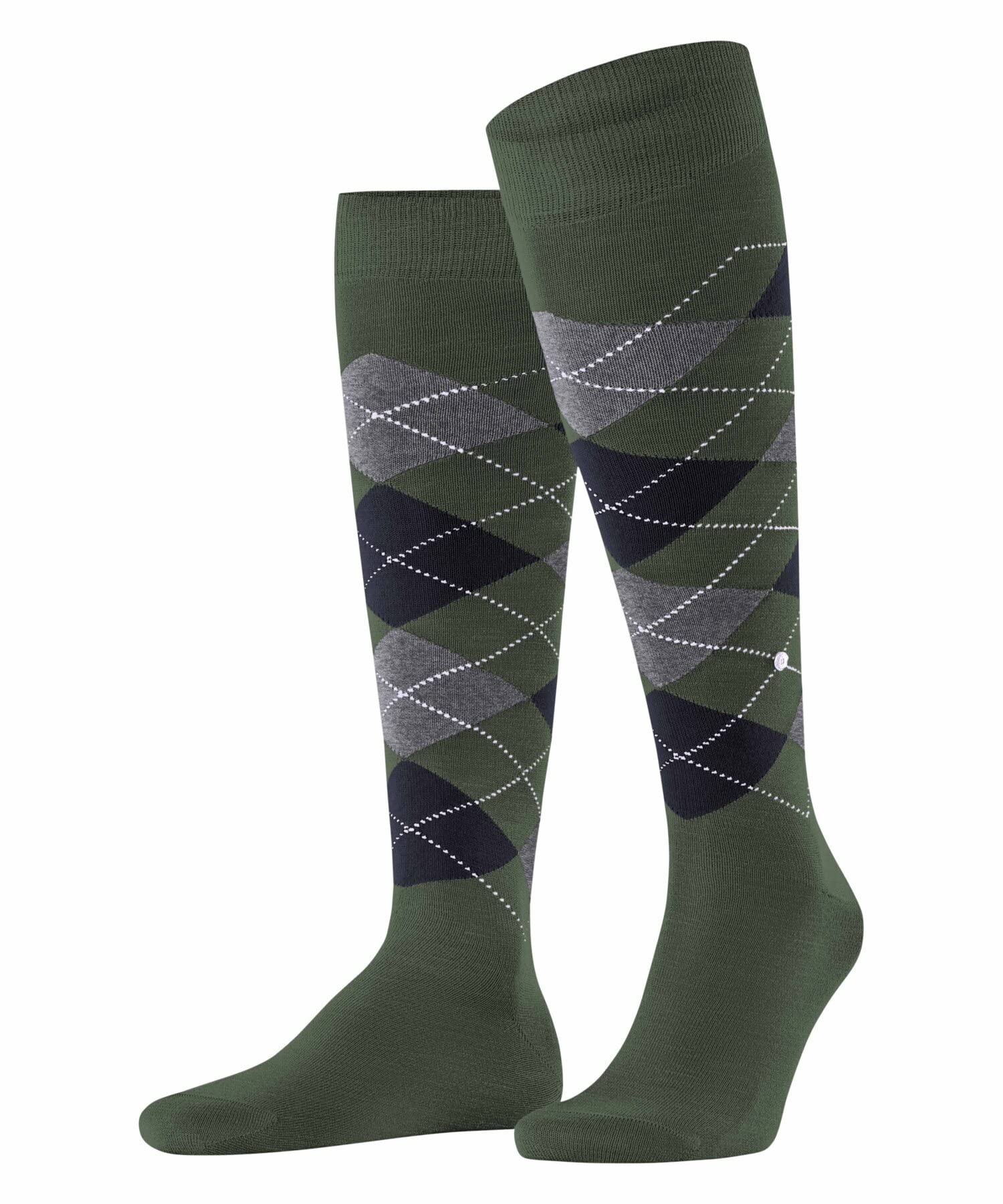 Burlington Men's Manchester M Kh Cotton Long Patterned 1 Pair Knee-High Socks, Green Mountain 7982, 6.5-11