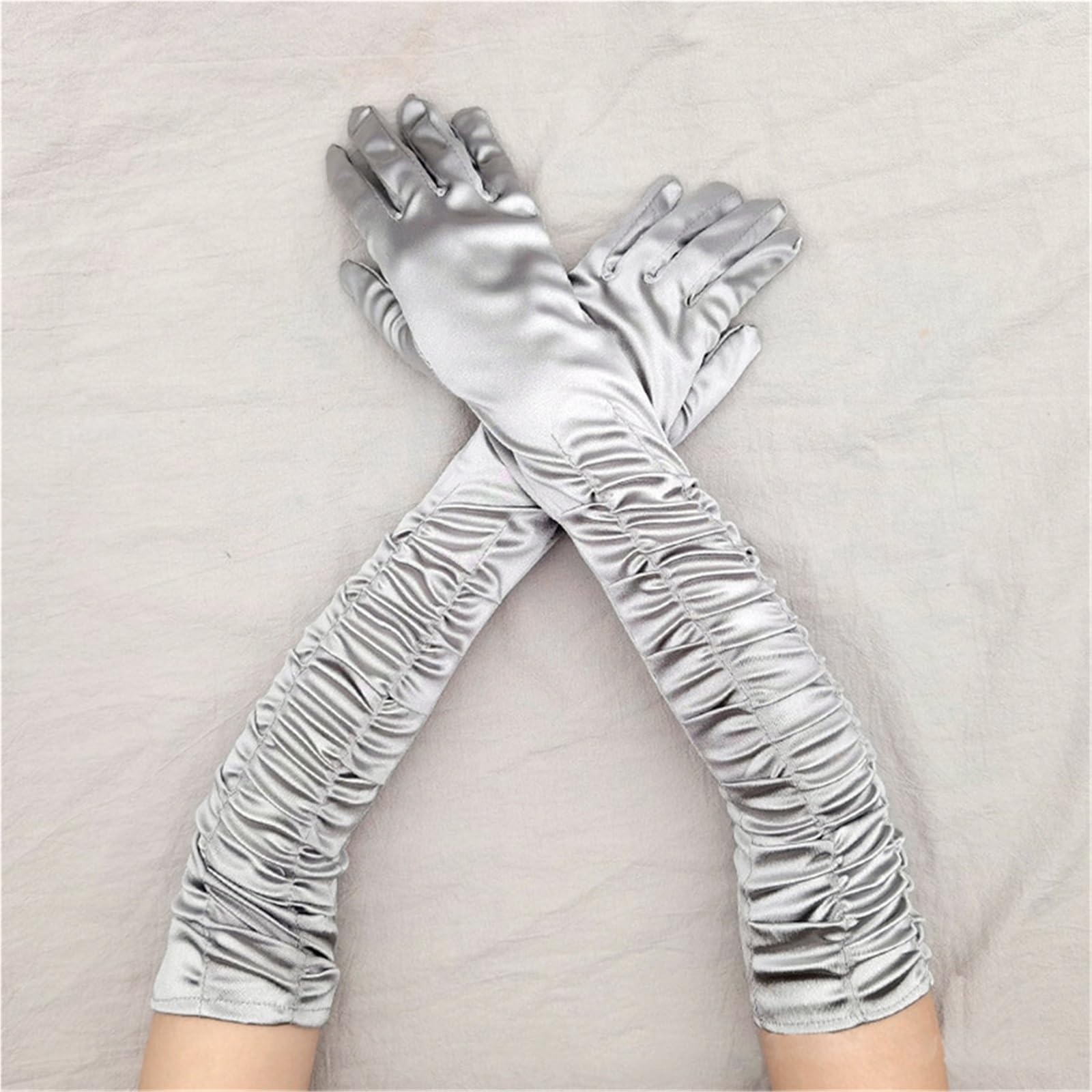 Guanti da cerimonia donna lunghi e solidi in raso, morbidi multicolori, performance di danza, elasticità, stile retrò Per Le Donne