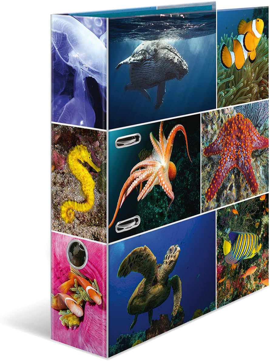 HERMA Lever Arch File Animals with Marine Animals Motif, A4, 70 mm Spine, with Inner Print, 1