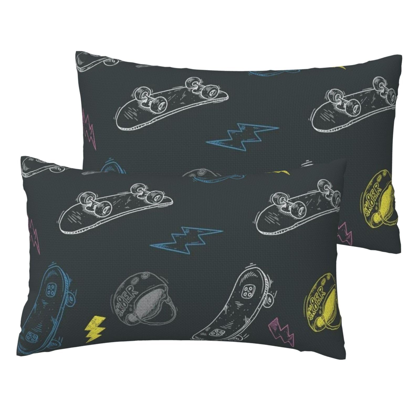 Taie d'oreiller graffiti imitation lin lot de 2 housses de coussin décoratives