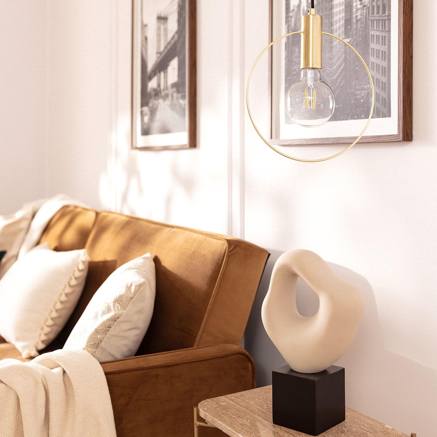 Lampada A Sospensione LEDKIA Arija - Design Vintage, Portalampada E27, Finitura Oro Satinato - Foto 12