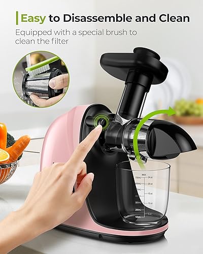 Miniatura 7 de Jocuu Máquinas exprimidoras, máquina exprimidora de prensa en frío para verduras y frutas, exprimidor lento fácil de limpiar, exprimidor de alto