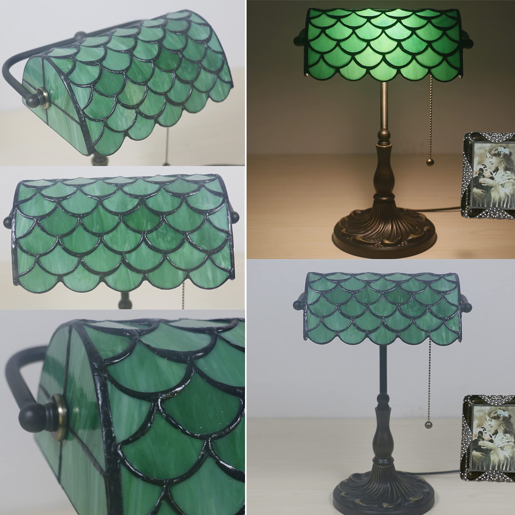 Lampe de Table Style banquier, Vert Restaurant, Lampe de Bureau, Lampe de Chevet Vintage pour bibliothèque (Couleur : N) (d A)