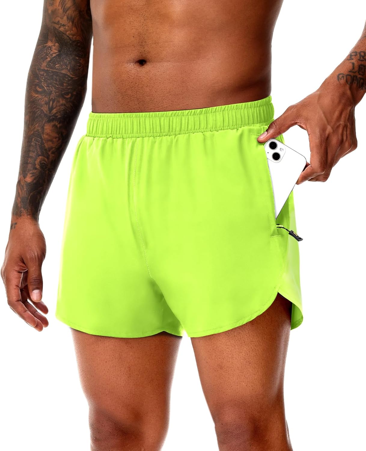 MIER Men's 3 Inch Inseam Running Shorts with Brief Liner Dry Fit Gym Athletic Workout Exercise Shorts with Zipper Pocket - Image 3