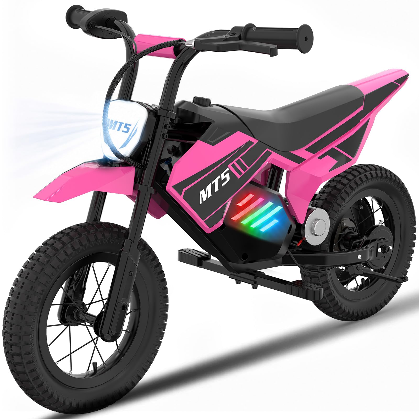 Moto Électrique Enfant 150W, 2 Vitesses 8/16 km/h, Batterie 5,2Ah, Autonomie Jusqu’à 15 km, Pneus Gonflables 12 Pouces, Frein à Tambour, Lumières LED, Charge Max 40 kg