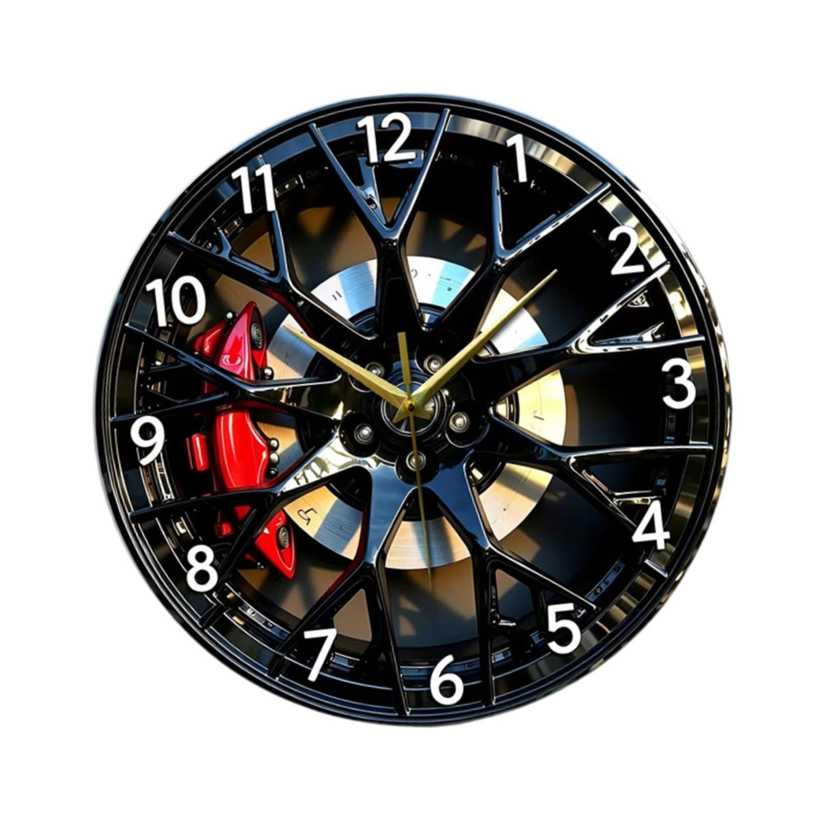 Horloge murale jante pneu 25cm silencieuse pour déco garage