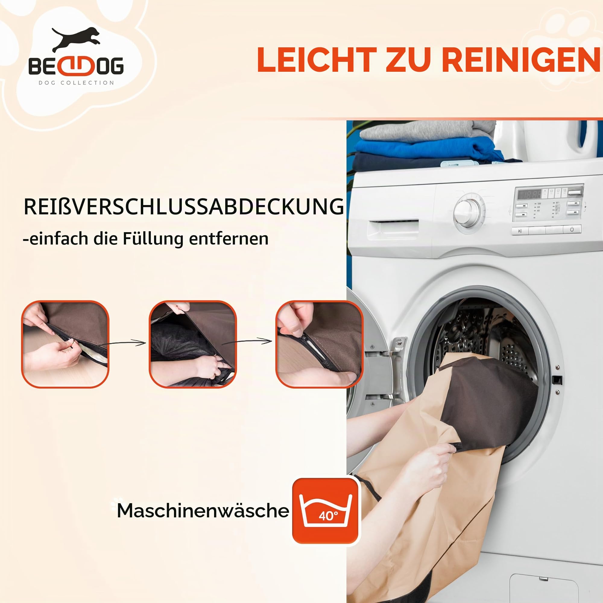 BedDog 2in1 Hundebett MAX Quattro, großes Hundekörbchen aus Cordura, waschbares Hundebett mit Rand, Hundesofa für drinnen, draußen, XL, Candy, pink-schwarz