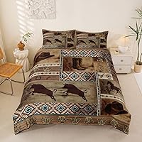 Vista 1 de Erosebridal Juego de ropa de cama de vaquero occidental, funda de edredón para niños y hombres, funda de edredón azteca bohemia rústica