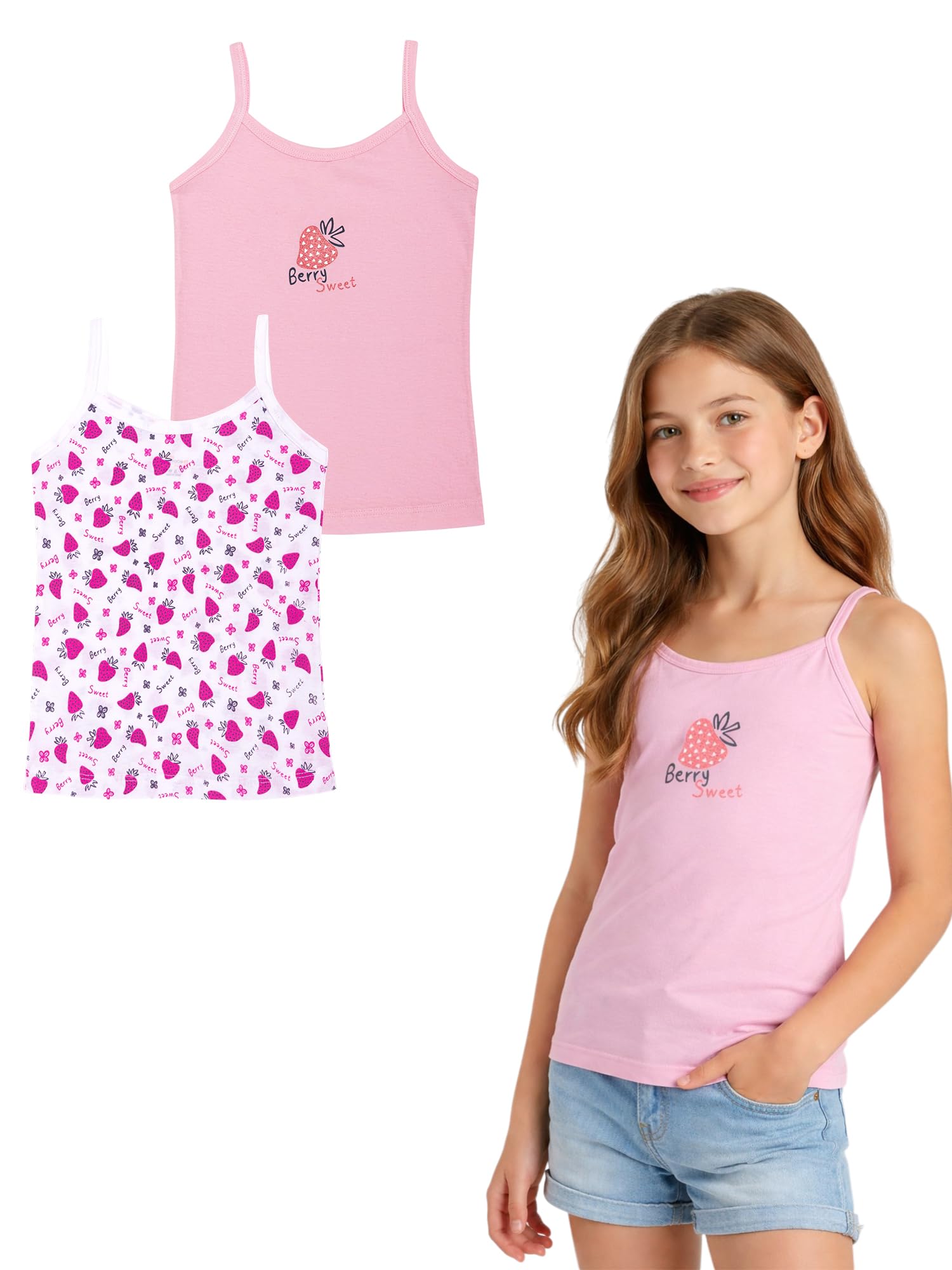 BODYCARE Girls Vest Dori Neck | Regular Fit | 100% Cotton | Sleeveless Solid Assorted Pack of 2-picture-17