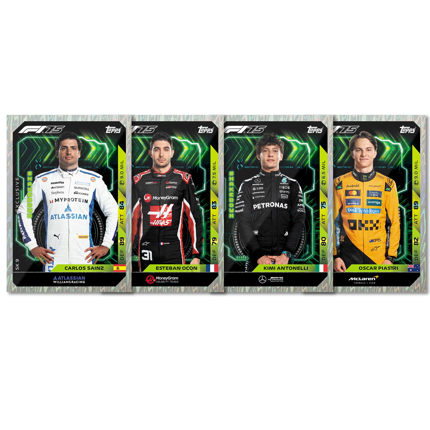 Topps Turbo Attax Formula 1 2025 - Mega Tin - Shakedown – contiene 66 carte incluse 6 Edizioni Limitate e 4 carte esclusive 'Shakedown'.