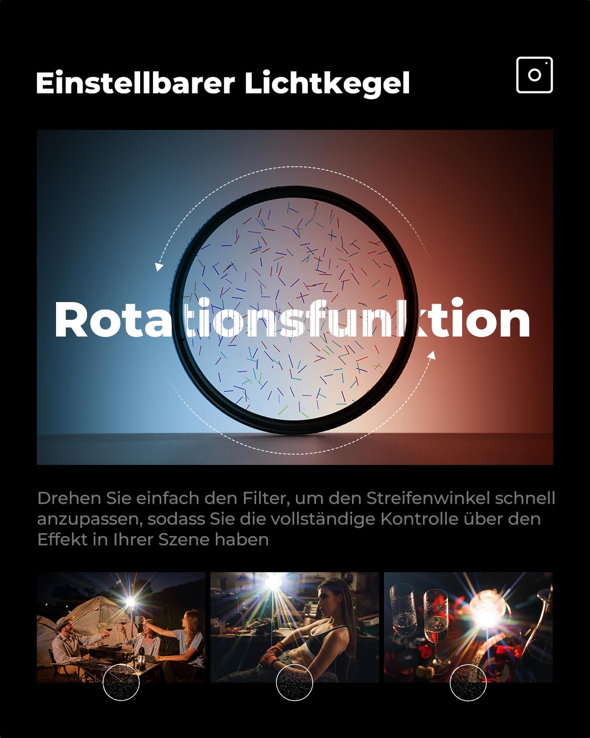 K&F CONCEPT Prisma Filter 67mm Buntes Sternenlicht Gebürstet Anamorphe Filter (Nano-Basic)