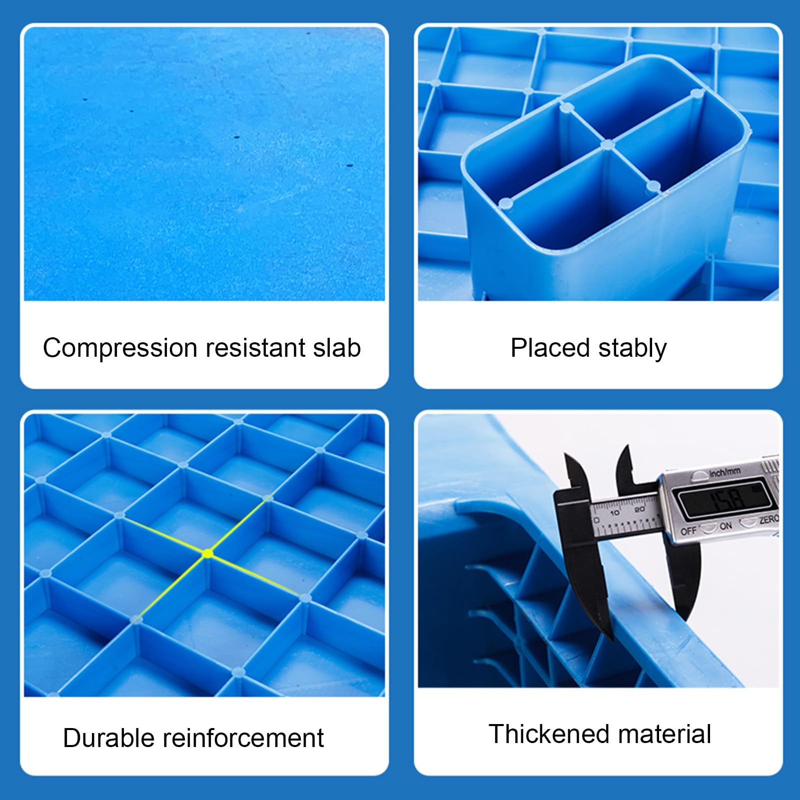 XPLKQXE Palette Plastique Légère Stockage, Palette Plancher Polyéthylène, Plate-Forme D'affichage Plateau D'articles HDPE, Panneau Protection Palettes (Couleur : Blue-50x40x12cm, Taille : 20pcs)