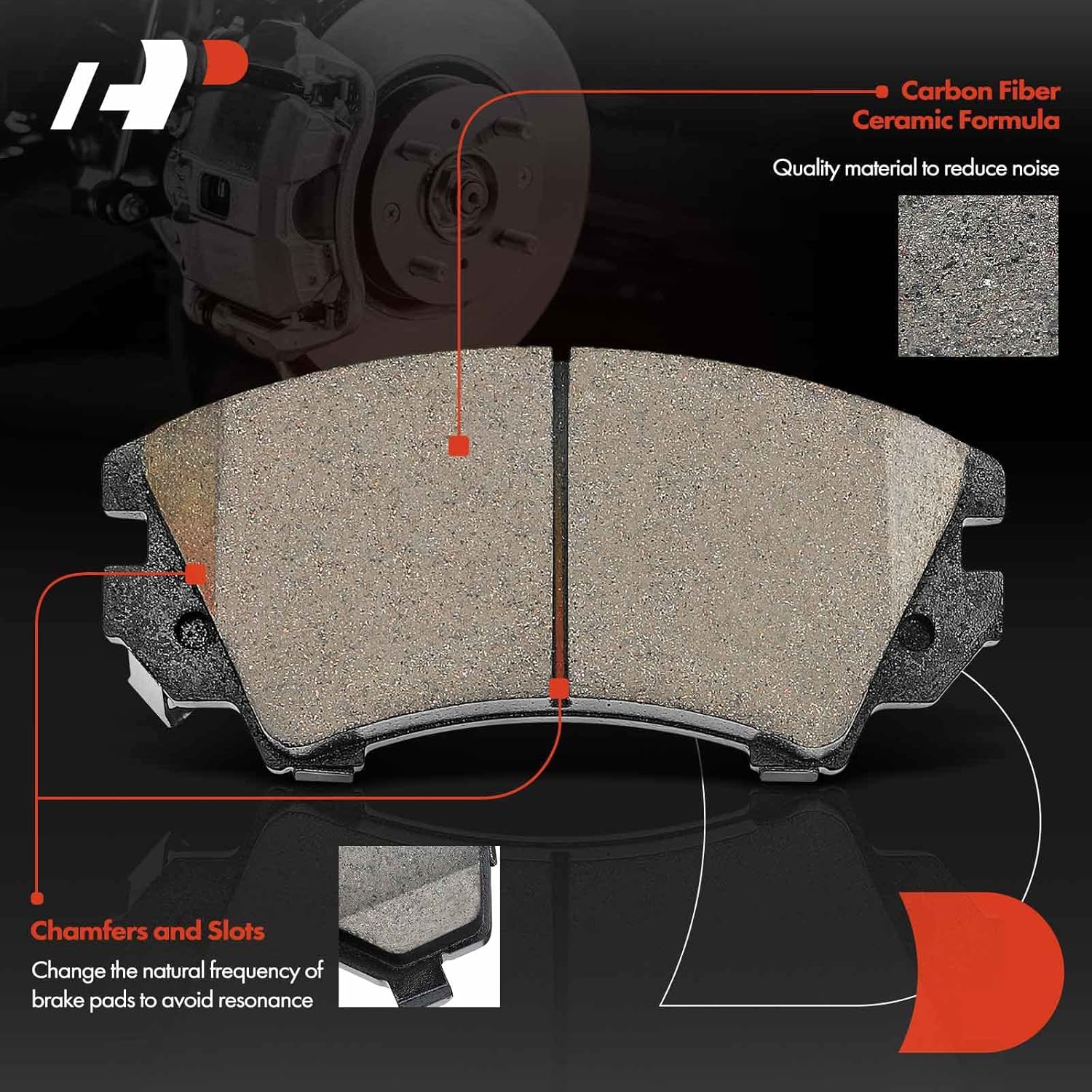 A-Premium Front Ceramic Brake Pads Set Compatible with Chevy Models - Camaro 2010-2015, Caprice 2011-2017, with Hardware, 4-Pack