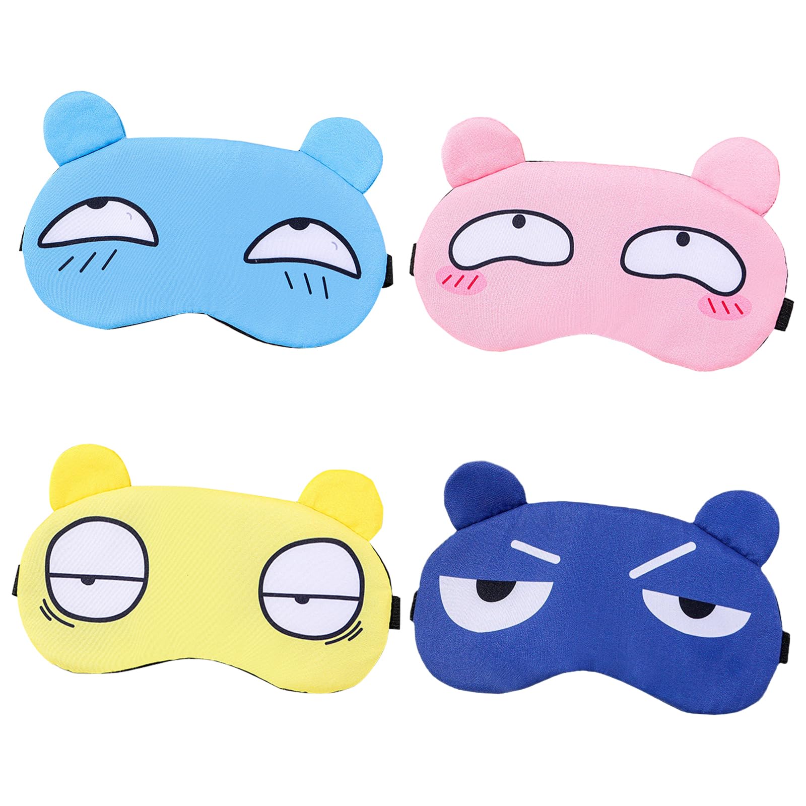 4 Piezas Bonitas Antifaz para Dormir, Ajustable Antifaces Máscara para Niños Niñas Mujeres, Máscara de Noche Mascara de Dormir Bloquear la luz dormir para Viajar, Siesta, Vuelo