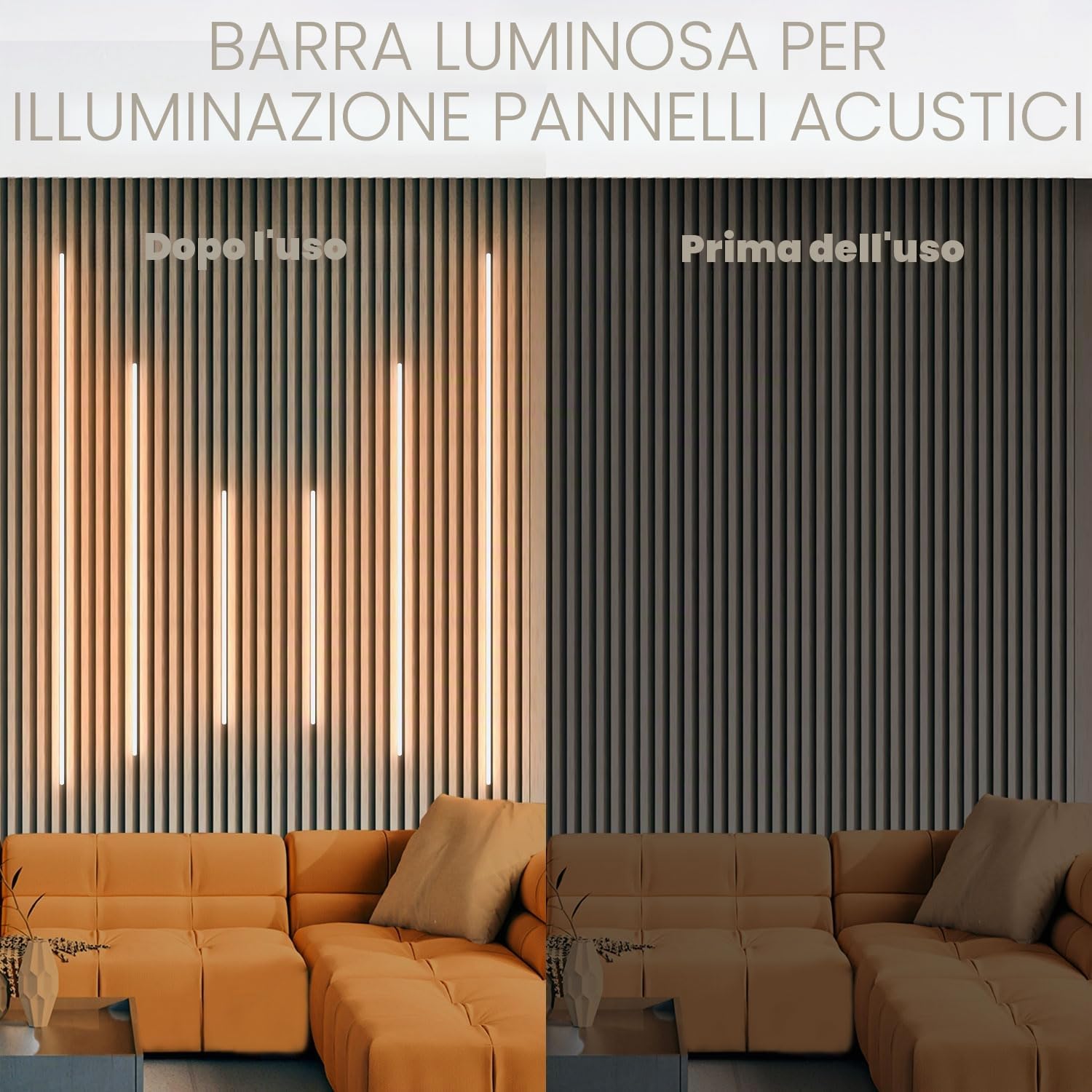 Lichaser Incasso Nero Striscia LED per Pannelli Fonoassorbenti, 6 Luci a Striscia Dimmerabili con Sensori per Pannello Fonoassorbente Parallele, LED Adesiva per Pannelli Acustici (2*40+2*60+2*90 cm)