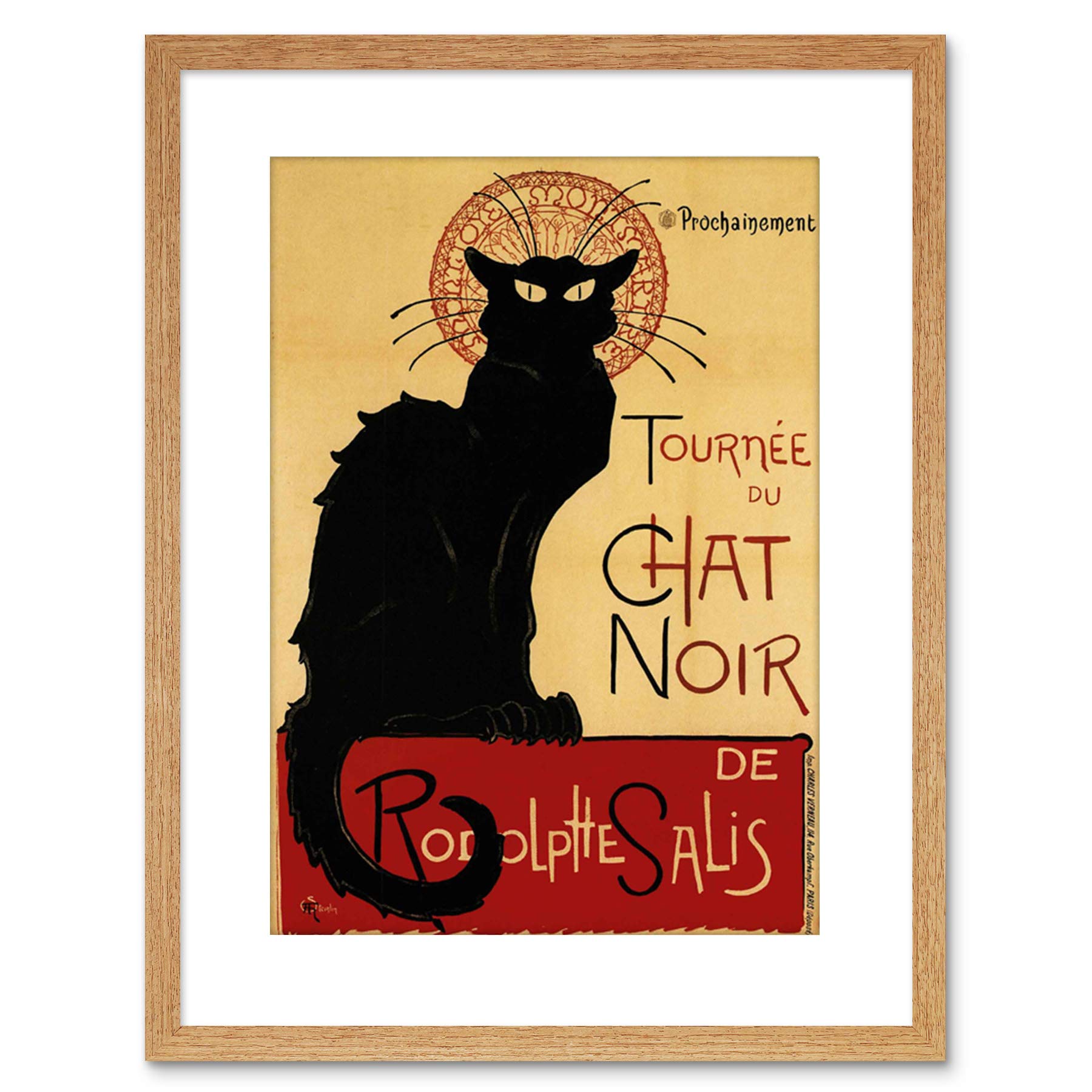 Wee Blue Coo Black Cat Chat Noir Rodolphe Salis Paris Framed Wall Art Print