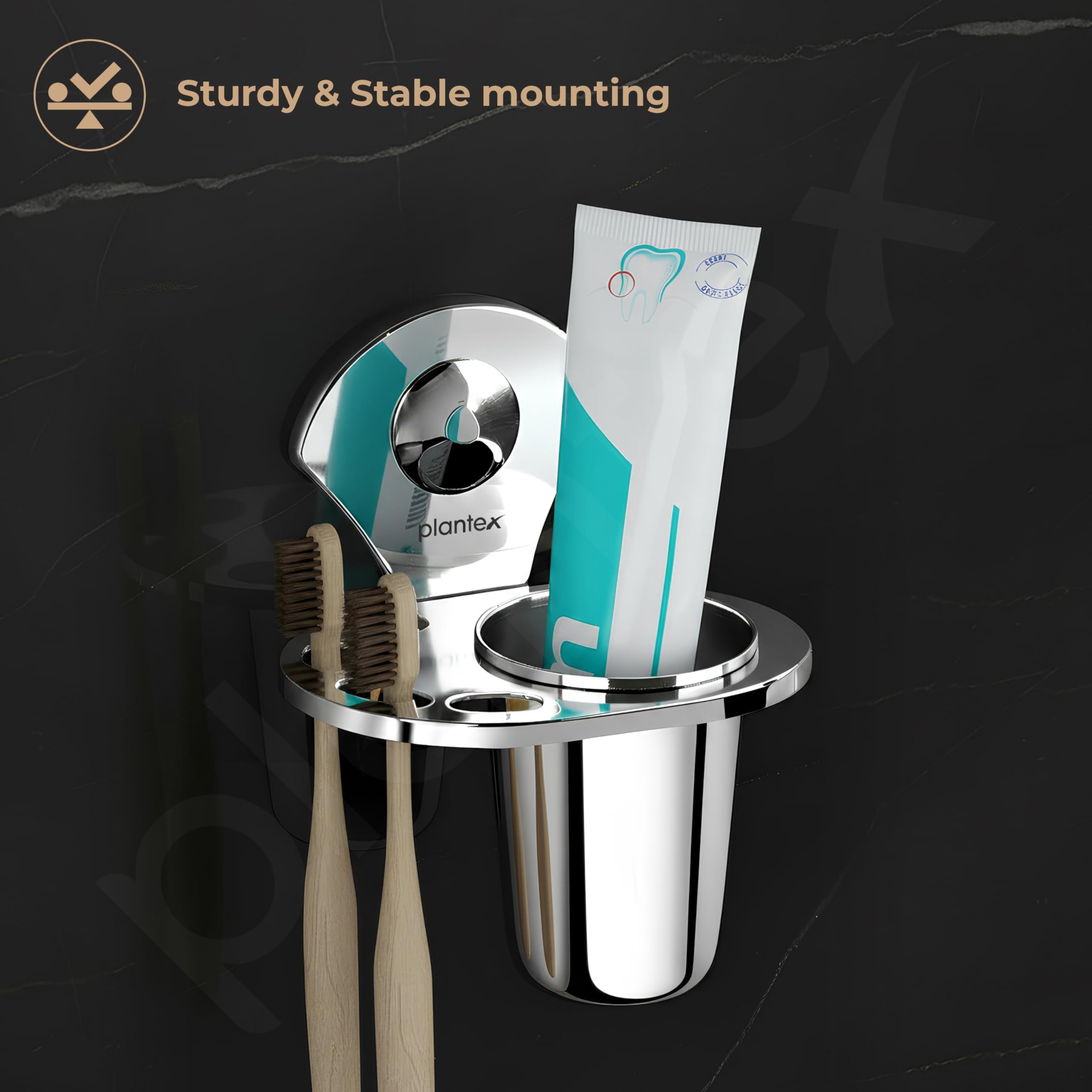 Plantex Royal Stainless Steel Toothbrush Holder -7