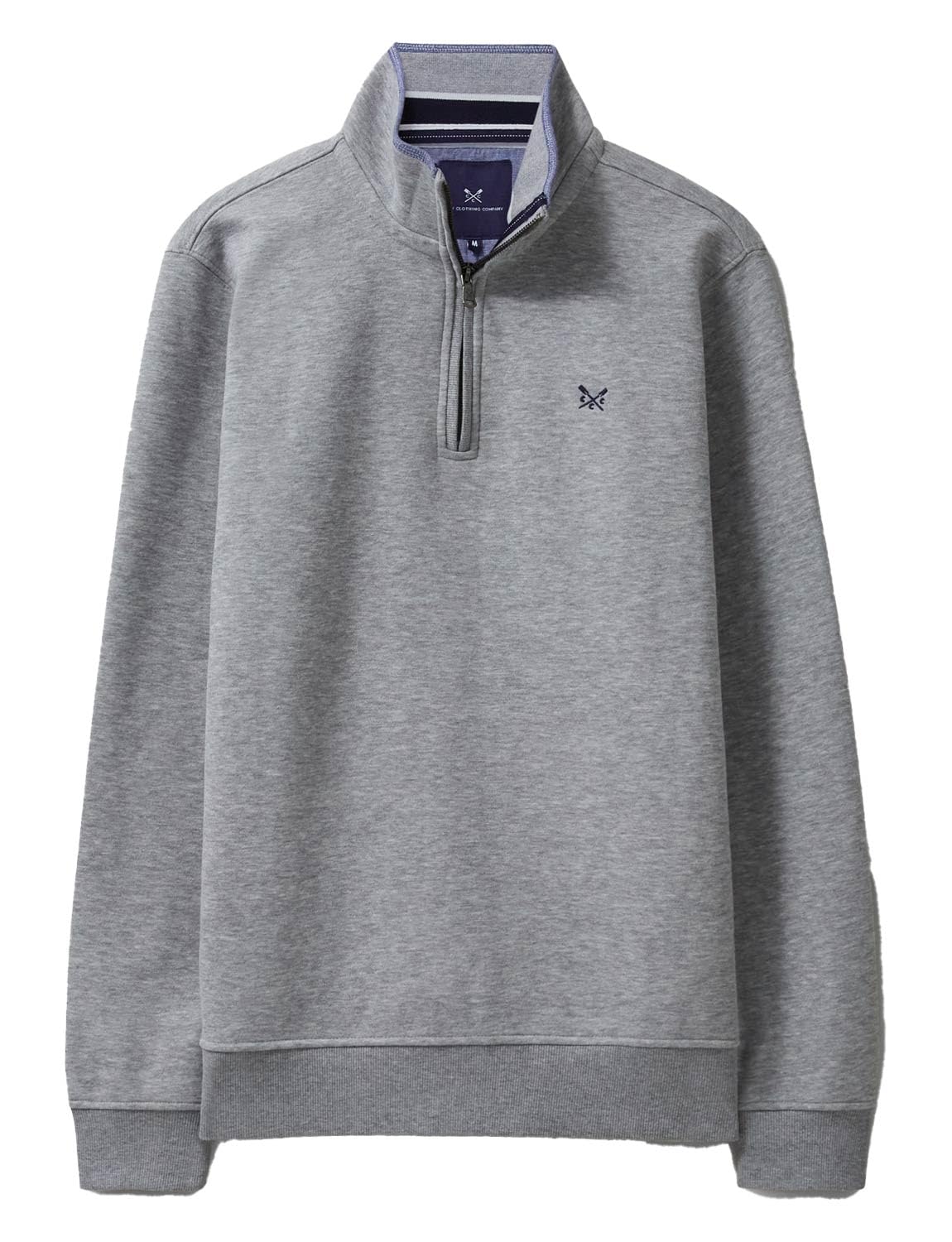 Crew Clothing Men's Classic Half Zip Sweatshirt with Brushed Interior, Ribbed Cuffs, Inner Collar & Hem Grey Marl 3XL