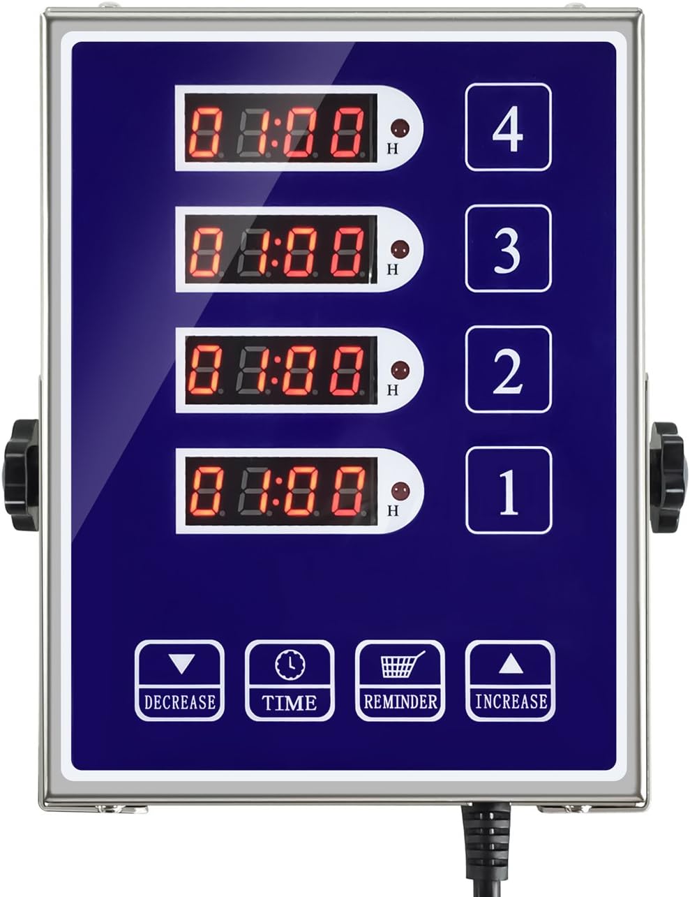Digital Kitchen Timers 4 Channels Cooking Timer Loud Alarm Reminder Stainless Steel Clear Led Display For Multiple Events