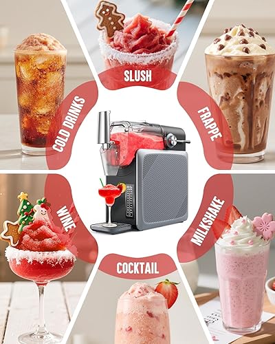 Miniatura 8 de Máquina de granizado no necesita hielo de 68 onzas, máquina de granizado para el hogar con pantalla LED y 5 modos preestablecidos, limpieza