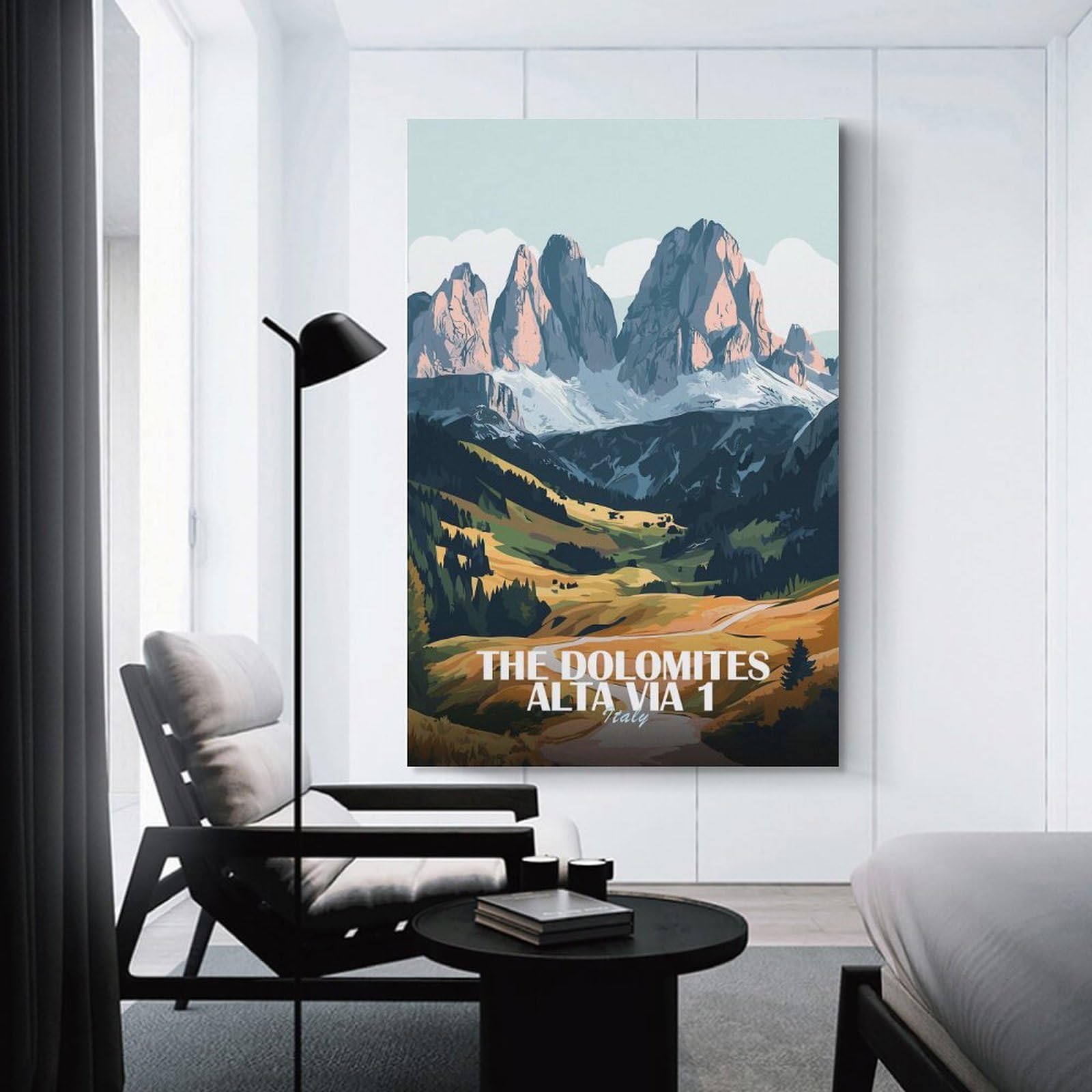 Junmoney Unframe-Style-7-1 The Dolomites Alta Via 1 Italy Canvas Wall Art 24X36inch(60X90cm), For Study, Office Or Focused Interiors, Home Office Artwork With Decorative Appeal