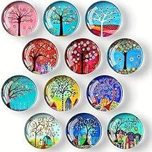 Fridge Magnets Marble Texture Crystal Refrigerator Glass Magnet Decorative Fridge Strong Small Cute Colorful Magnet for Kitchen Office Whiteboards Cabinets Photos Party (Tree Design 4)