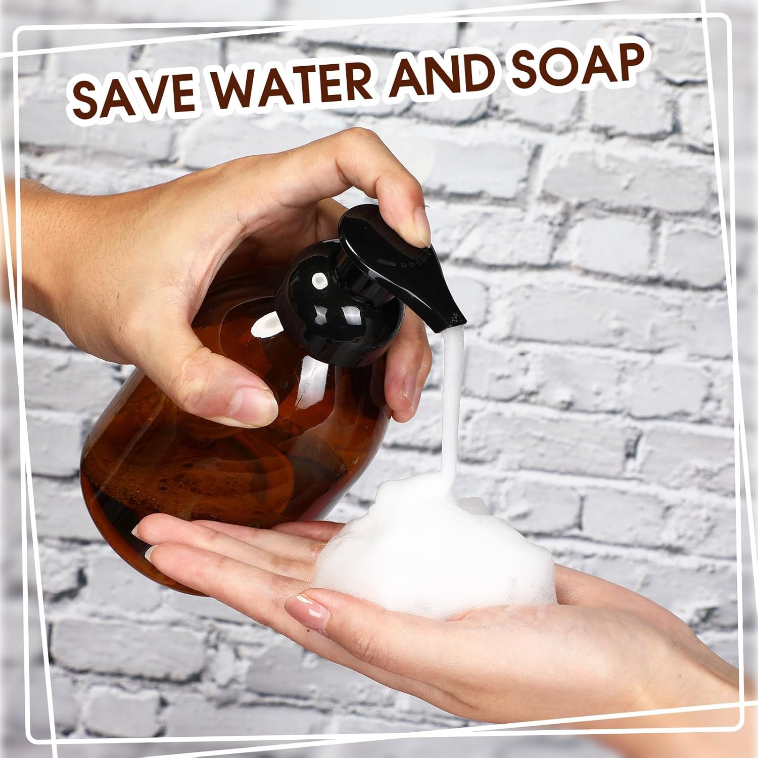 Uiifan 16 Pcs 17 oz Amber Foaming Soap Dispenser Refillable Foam Pump Bottle Liquid Plastic Container for Kitchen Bathroom Commercial Concentrated or Regular Shampoo Body Wash Dish Liquid Soap - Image 4