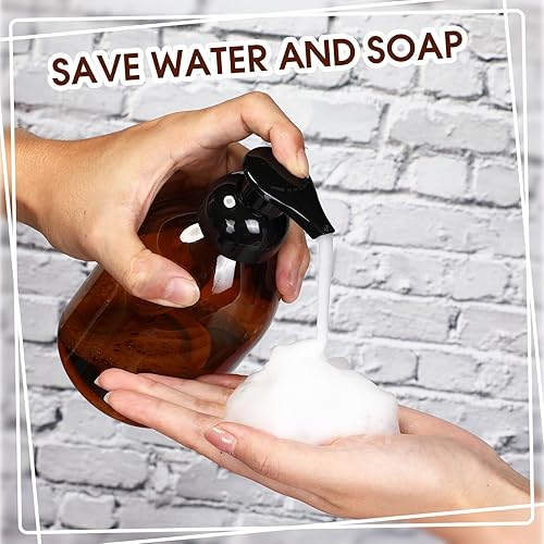 Miniatura 4 de Uiifan 16 dispensadores de jabón espumoso ámbar de 17 onzas, botella de espuma recargable, recipiente de plástico líquido para cocina, baño, jabón