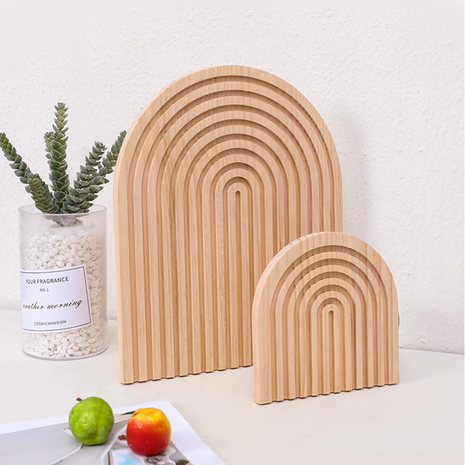 2 tavole in legno boho decorativo arcobaleno, per Mensole Fotografiche, decorazione in legno per camera da letto, soggiorno, decorazione per cucina (Spessore 1,2 cm)