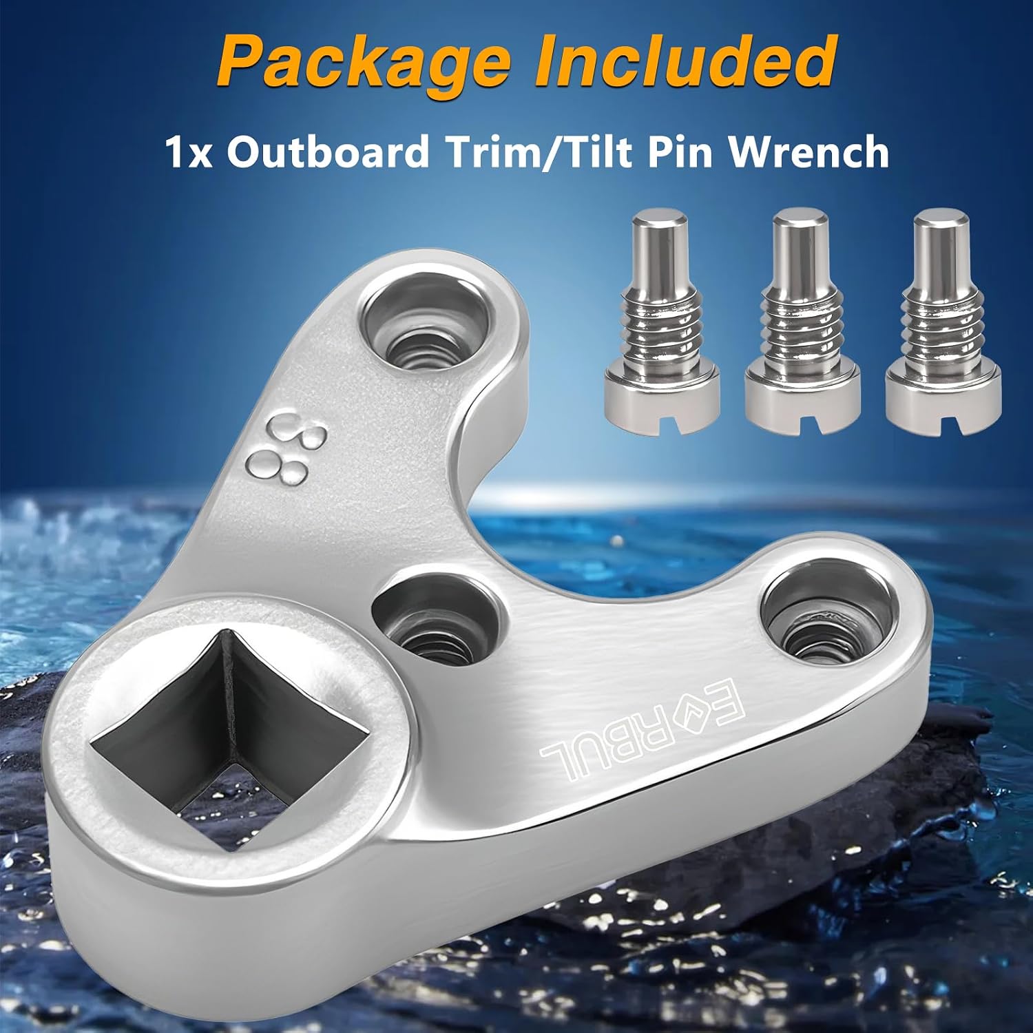 EVRBUL Trim/Tilt Pin Wrench, Trim/Tilt Spanner Wrench compatible with Seastar Steering Cylinders, 4 Strokes Yamaha V6 and 2 Strokes Non-VMAX,38mm x 4mm，630 Material,Heat-Treated, Chrome-Plated