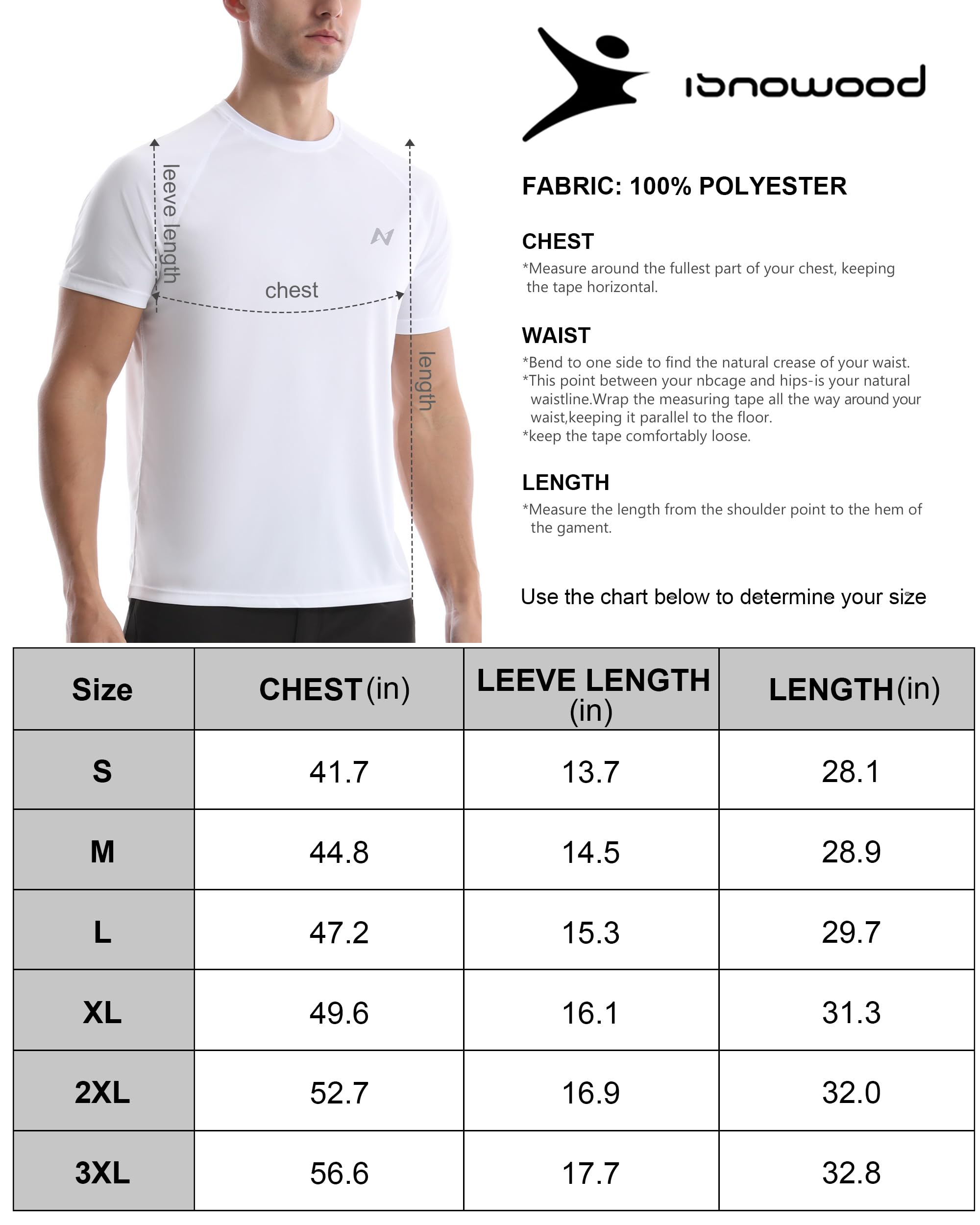 isnowood Camiseta de natación de Manga Corta para Hombre, Camiseta de protección Solar UPF 50+, de Secado rápido, para Playa, Pesca, Blanco, Large