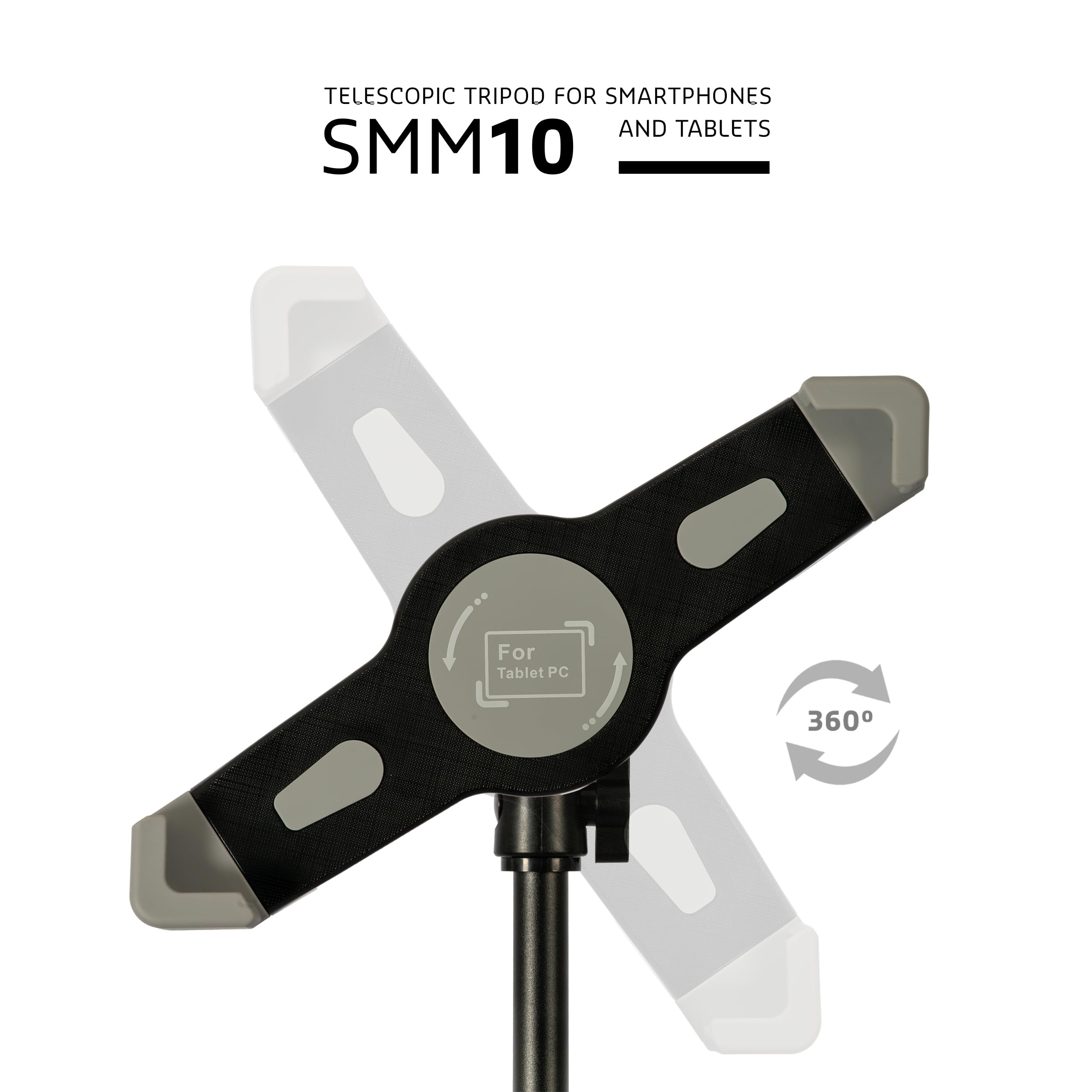Ibiza - SMM10 - Trípode telescópico para Smartphone y Tablet - Rotación 360° - Inclinable - Bolsa de Transporte incluida