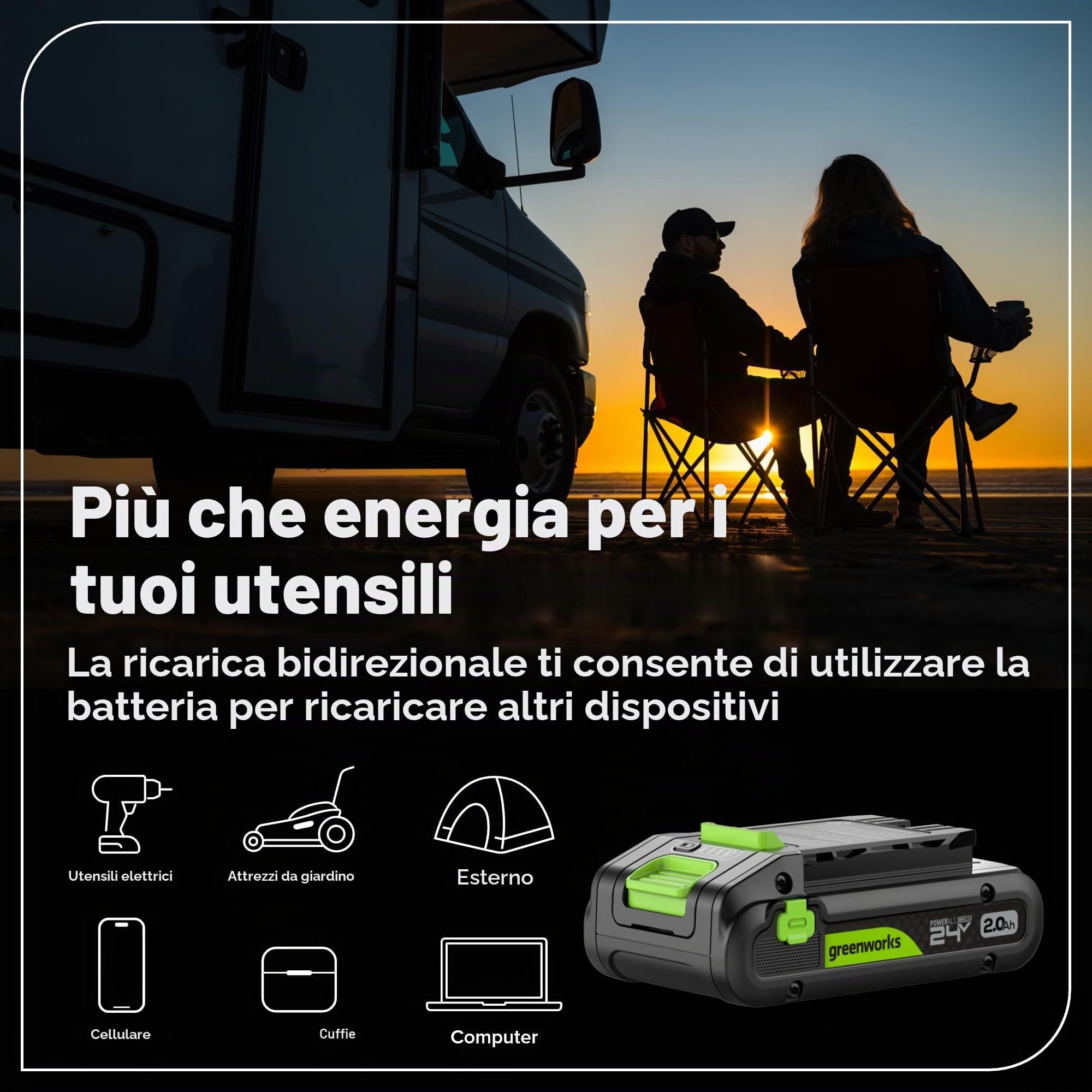 Greenworks 24V Trapano Avvitatore a Batteria 45Nm + 220Nm Avvitatore a impulsi a batteria Brushless, (2) batterie USB-C 2.0Ah (12.000mAh) e caricatore veloce USB-C da 65W (3 porte) CK321
