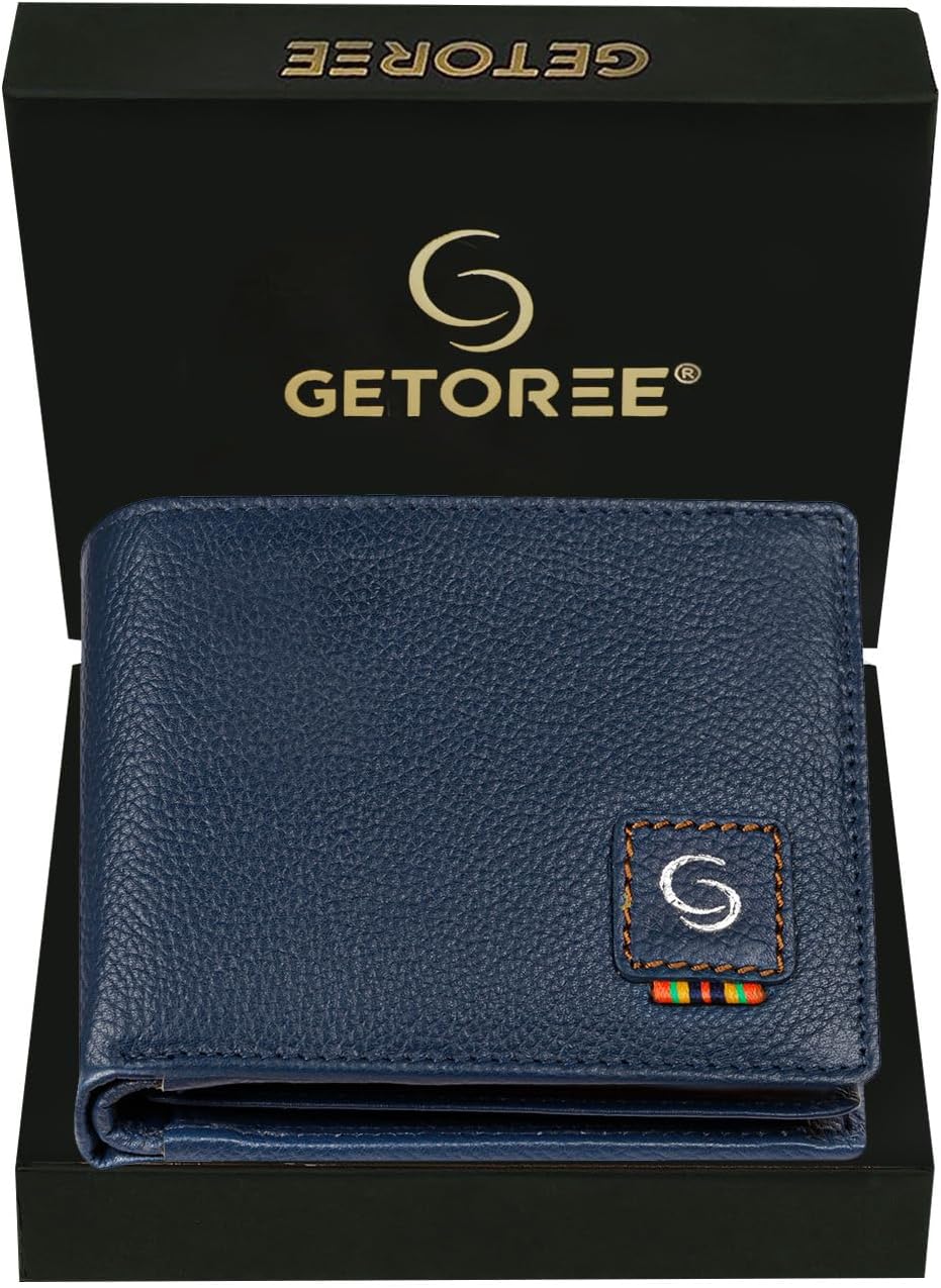 Florence RFID Blocking Leather Men's Wallet BrownGETOREE Florence RFID Blocking Leather Men's Wallet Brown, BLUE, Bi Fold Leather Wallet For Mens