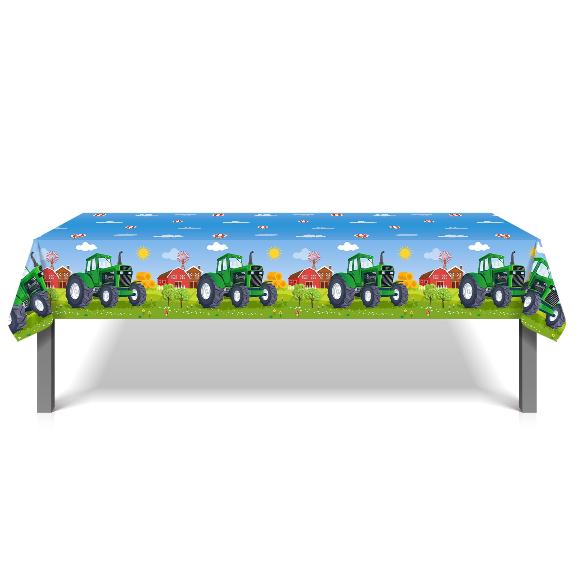 Paquete de 3 manteles de plástico para fiesta de tractor, decoración de fiesta de tractor verde, fundas desechables para fiestas de cumpleaños temáticas de granja, 54 x 87 pulgadas