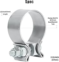 Vista 3 de Abrazadera de escape de 2.25 pulgadas, abrazadera de banda de escape estrecha de 2 1/4 de acero inoxidable 304 (2 piezas)