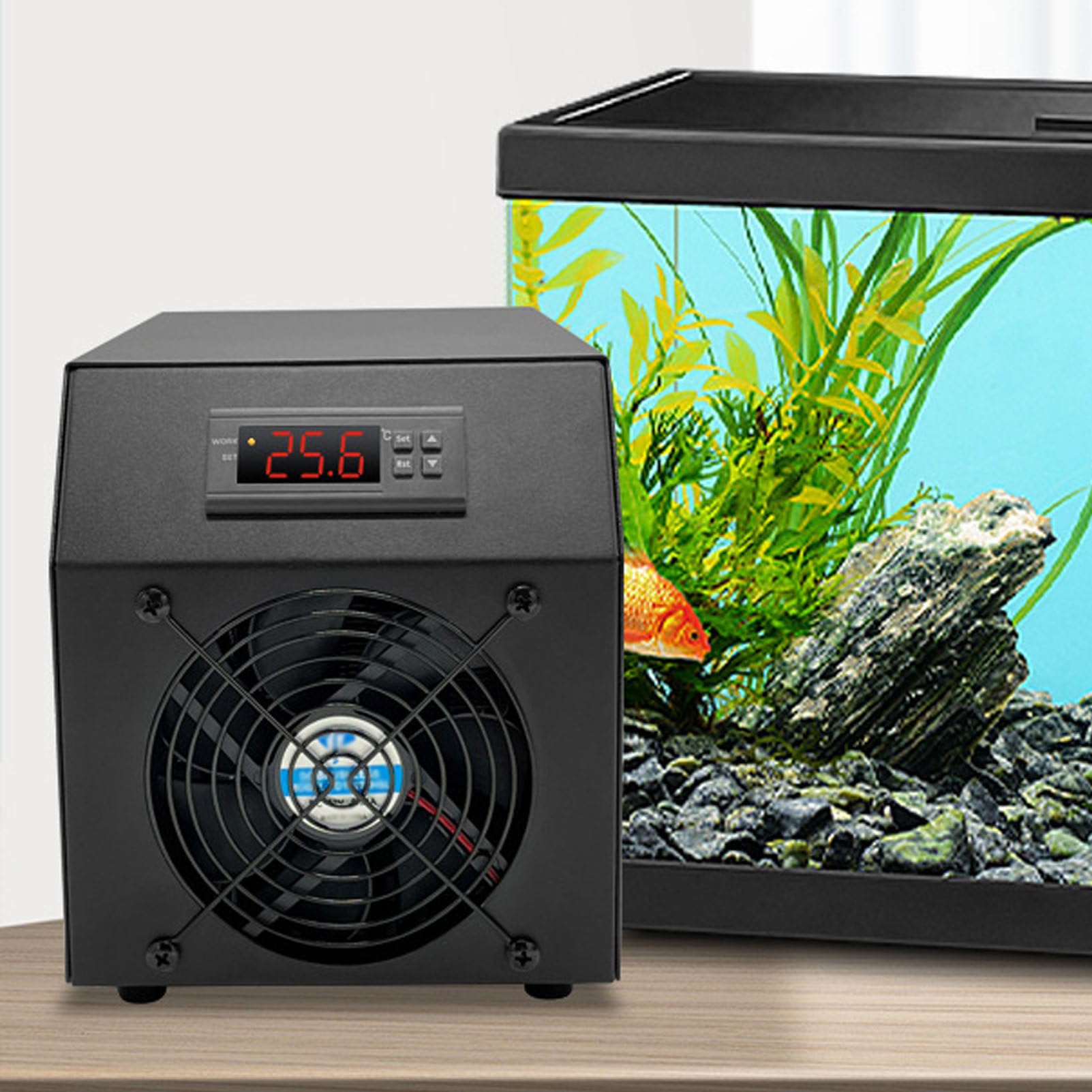 Taorzqyn Quiet Aquarium Chiller, 10‑50°C Temperature, for Hydroponics Reef