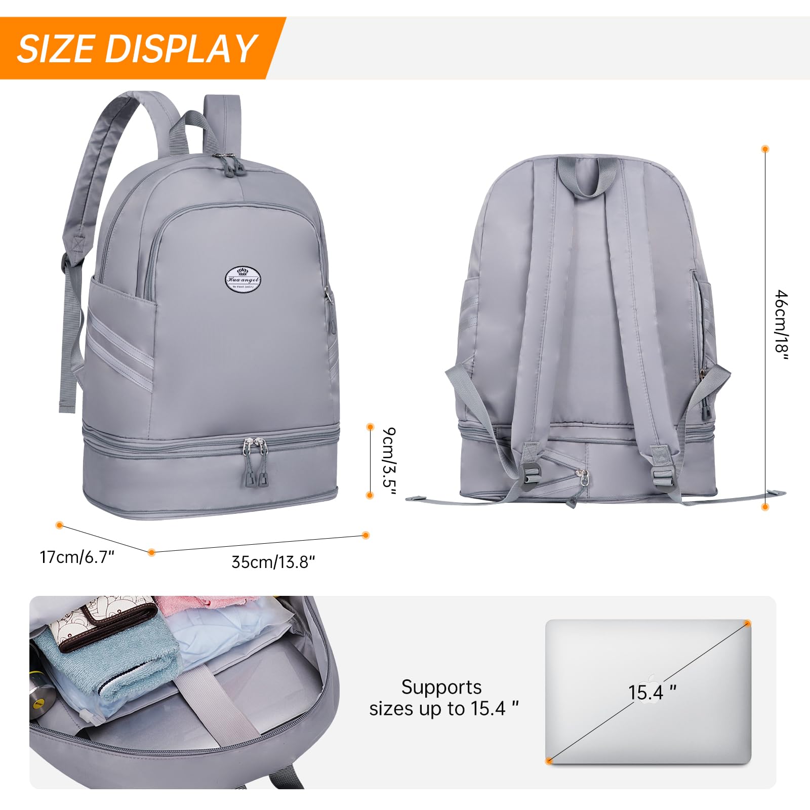 HUA ANGEL Zaino Impermeabile All'aperto On Scomparto Per Scarpe Zaino Da Viaggio Pieghevole 36-55l Scalabile Leggero Antifurto Zaino Sportivo Unisex per Palestra Nuoto Affari viaggi