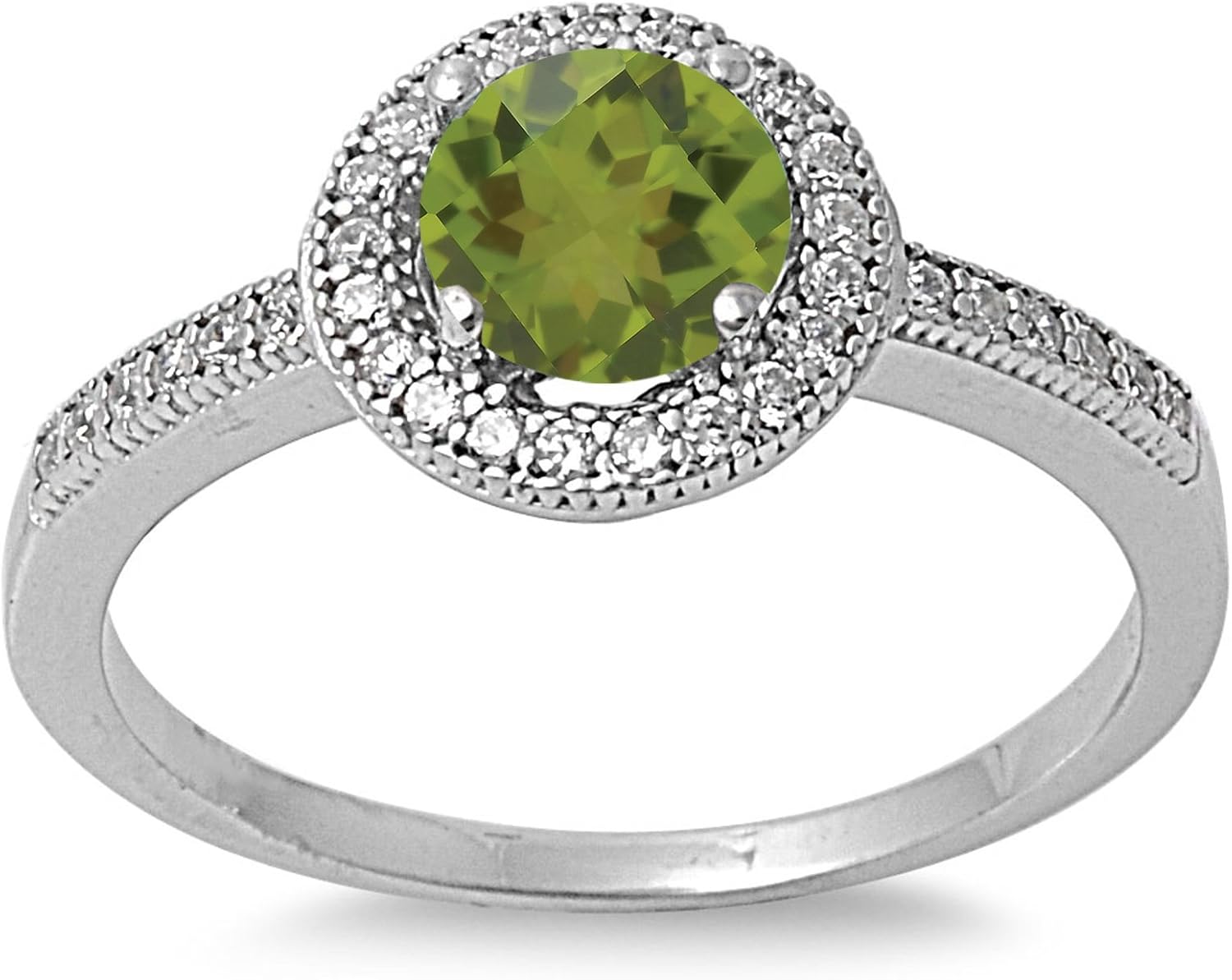 CHOOSE YOUR COLOR Sterling Silver Round Halo Ring