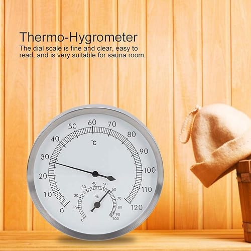 Miniatura 4 de Termómetro higrómetro interior 2 en 1 de acero inoxidable para sala de vapor para sala de sauna, termómetro higrómetro para saunas de vapor o