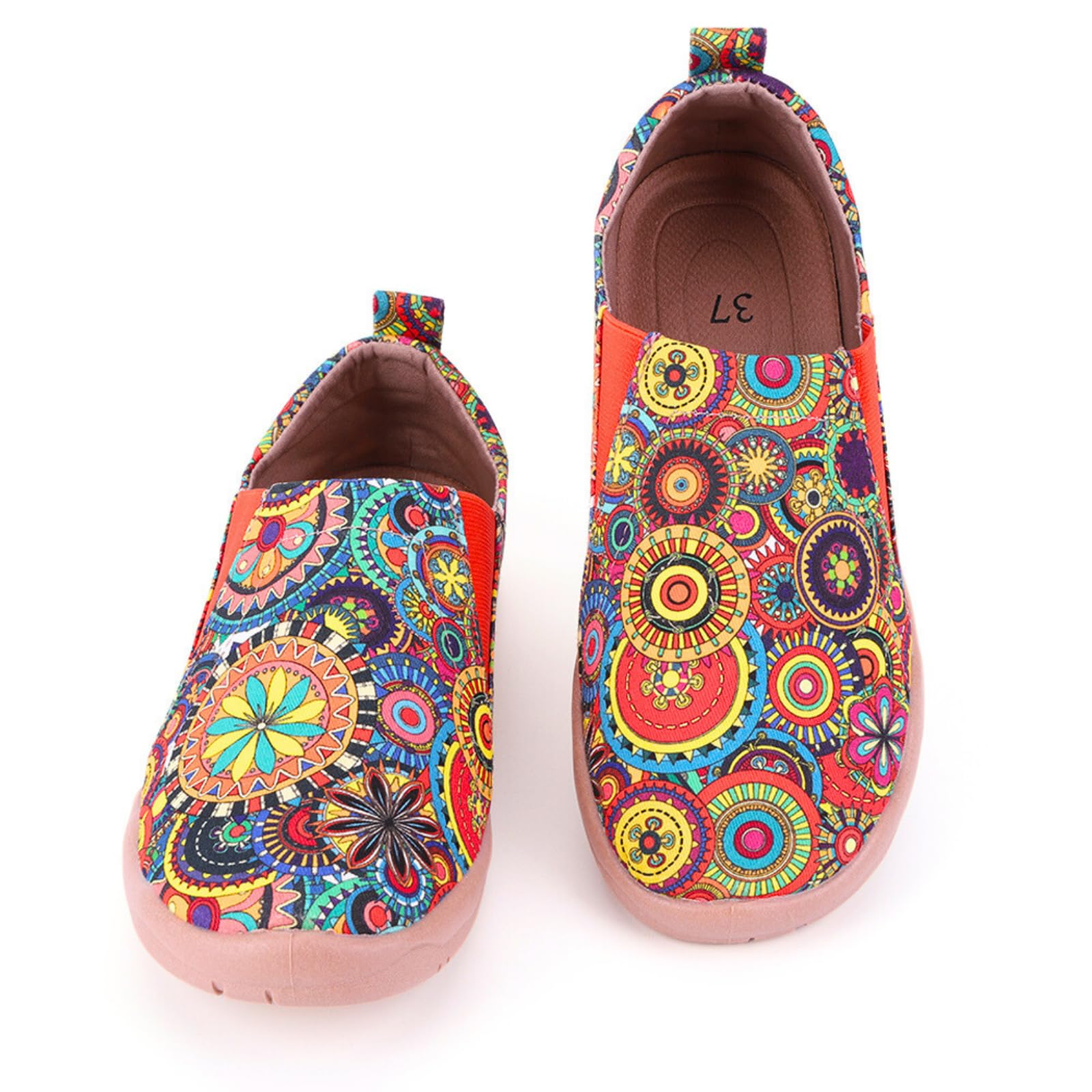 HiGropcore Women's Art Painted Casual Loafers Slip On Canvas Walking Shoes Comfortable Lightweight Ladies Travel Shoes