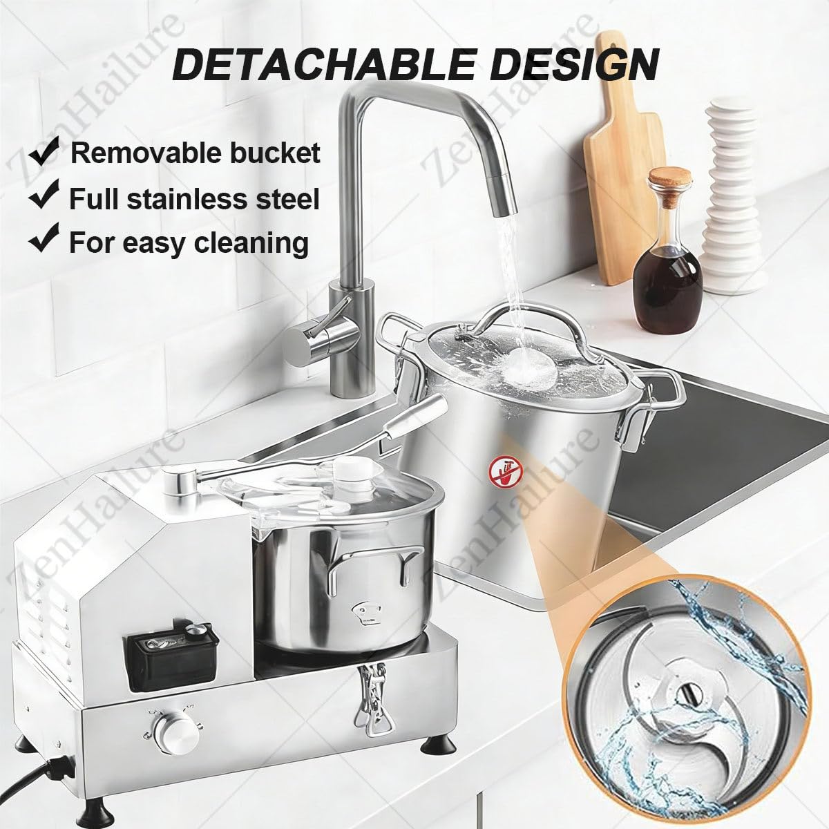 Hachoir électrique 6/9/12l 1800w,Couteau Double Niveau Professionnel,Multifonction pour Smoothies Et Fruits,Structure INOX Lavable Lave-Vaisselle,pour Cantines Scolaires 6L