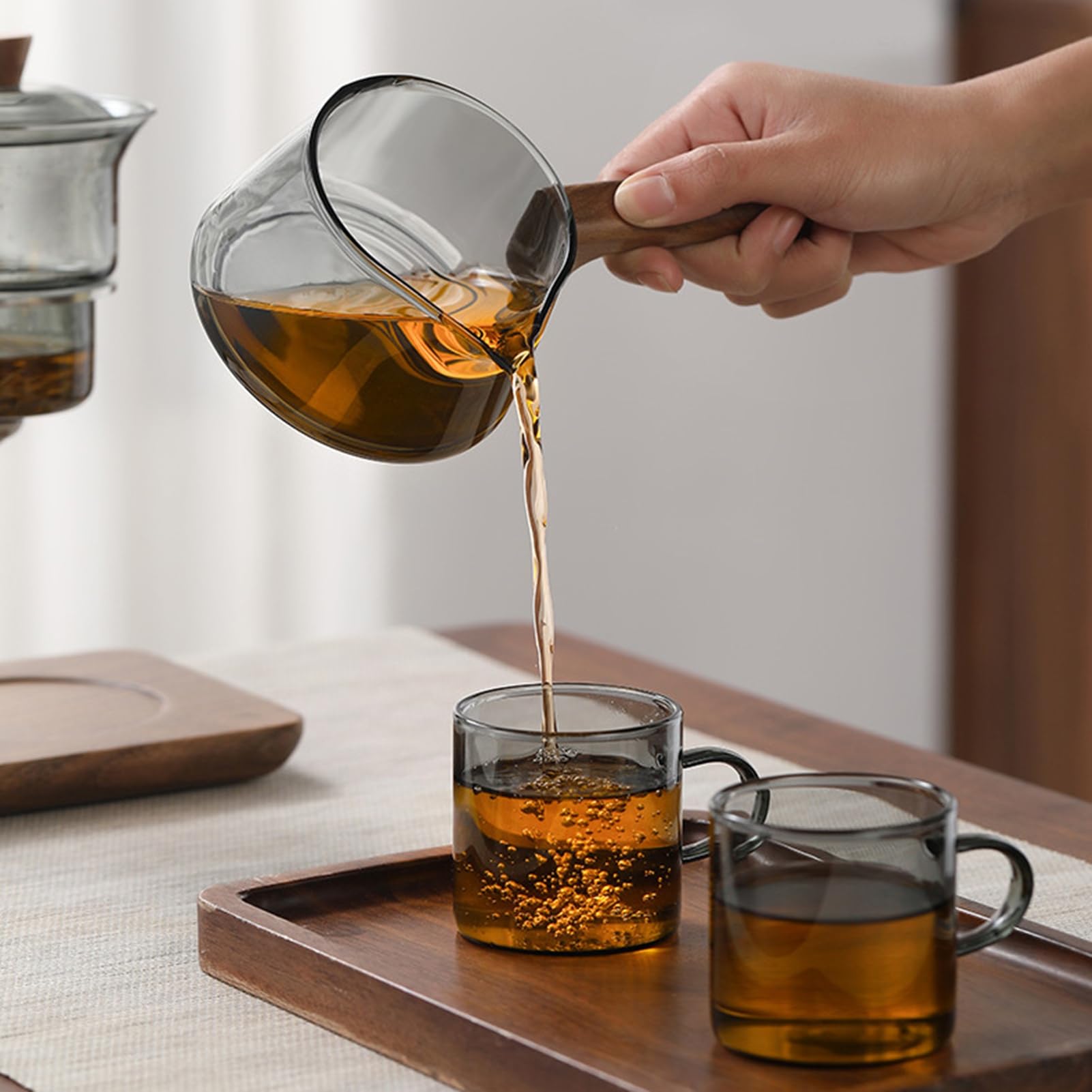Luqeeg Zestaw do Herbaty, 350 Ml Fairness Cup 300 Ml do Przechowywania Herbaty Szkło Borokrzemianowe o Wysokiej Zawartości z Ergonomicznym Uchwytem Kontroli Wody z Magnesem, Idealny Użytku Domowego