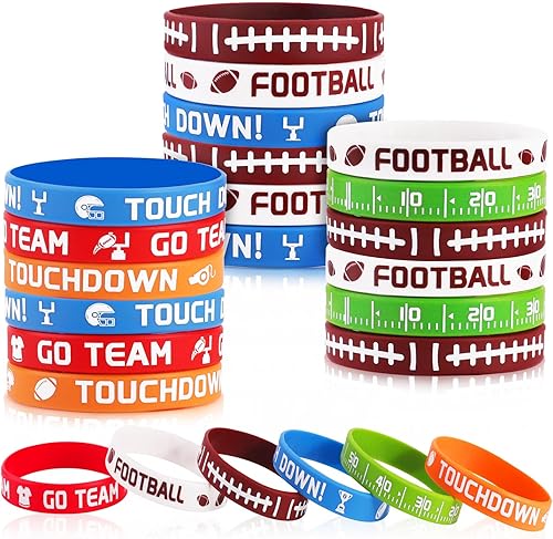 Miucat 36 pulseras de silicona de fútbol americano con temática deportiva, accesorios de fiesta de fútbol, regalo para decoración de fiesta de