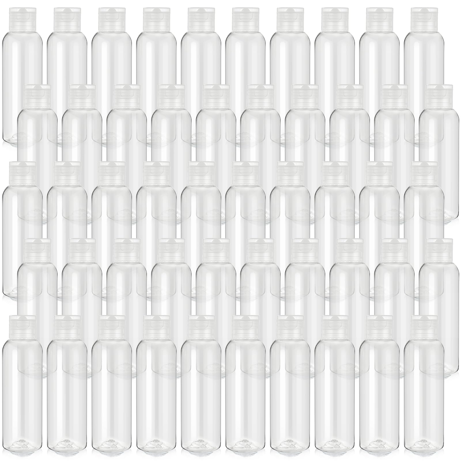 Mimorou 50 Pcs 4oz Empty Plastic Travel Bottles with Disc Top Flip Cap Small Travel Size Bottles Refillable Empty Containers for Shampoo Lotion Liquid