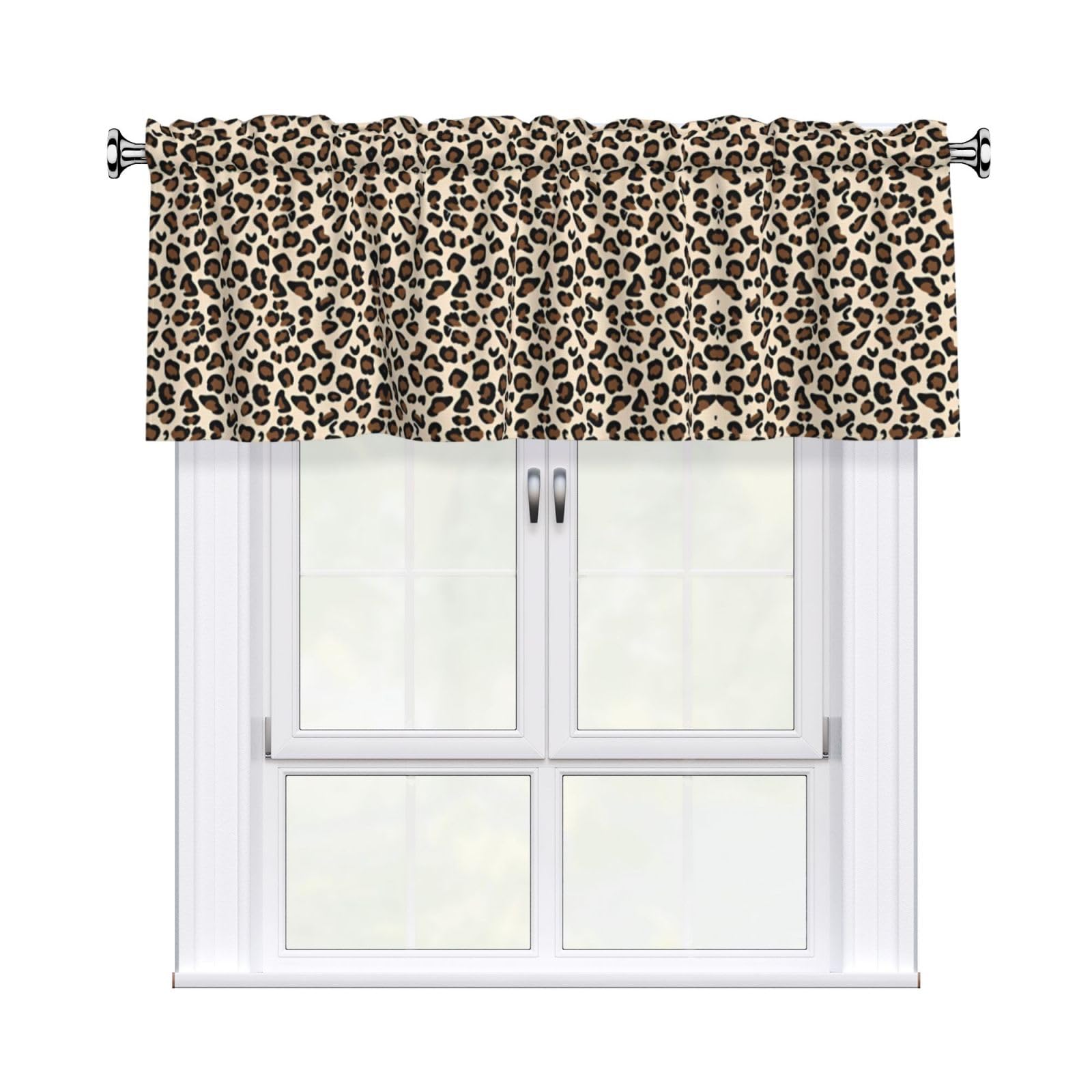 Blwslc Black Leopard Print Printed Short Blinds Valance Rod Short Blinds Suitable For Kitchens Living Rooms Bedrooms Etc