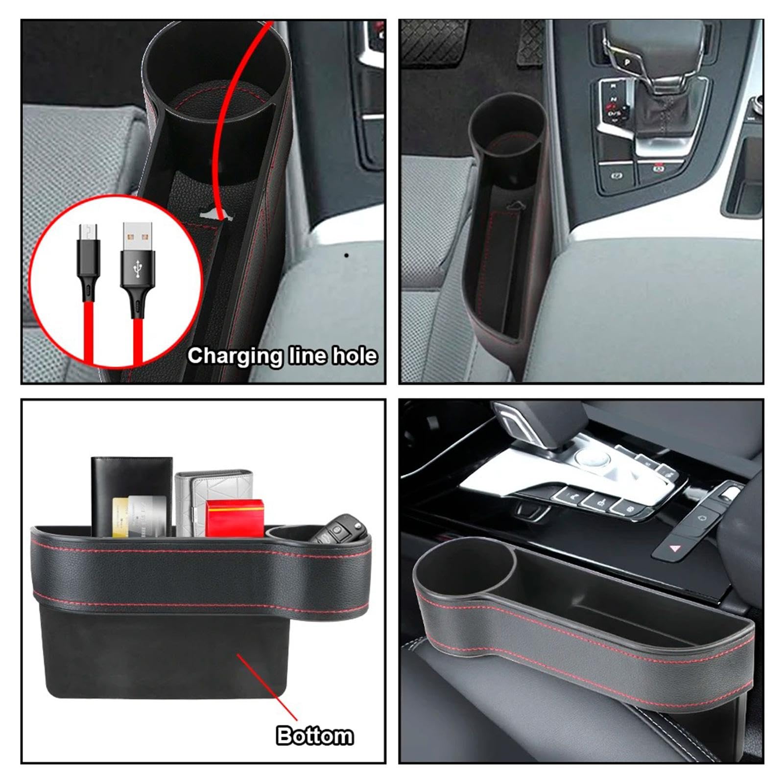 Moxeupon Auto-Sitz Lückenfüller Organizer - PU Leder Aufbewahrung Für Vordersitze