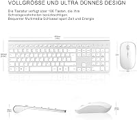 JOYACCESS Vezeték Nélküli Billentyűzet Egér Szett, 500 mAh Újratölthető Akkumulátor, 2.4G Ultravékony Numerikus Billentyűzet PC Laptop 3