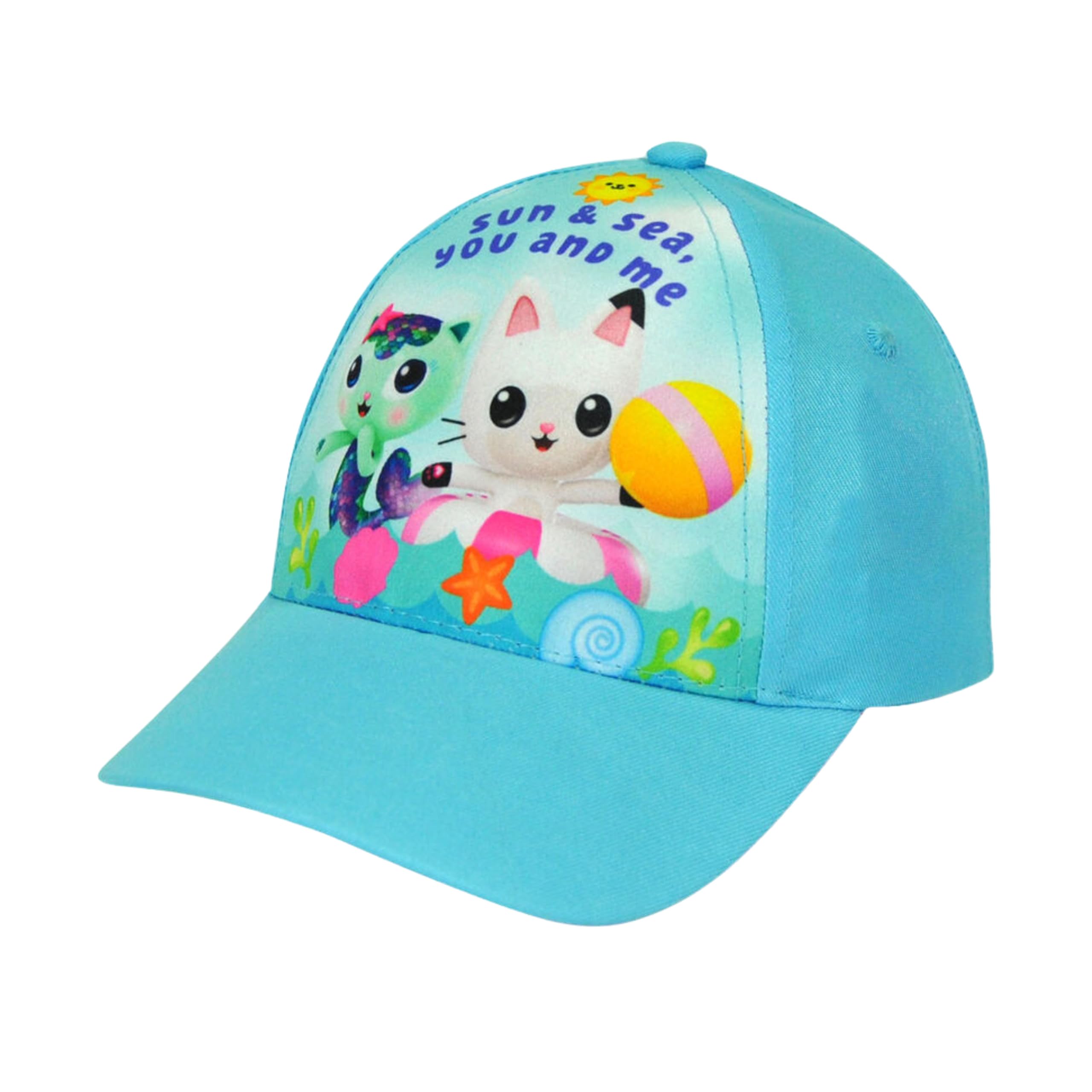 SRV Hub Gabby's Dollhouse Polyester Sun Hat, Aqua Baseball Cap for Kids, Any Hot Summer Day, Adjustable Cap for Sporting Activities 3+ Years